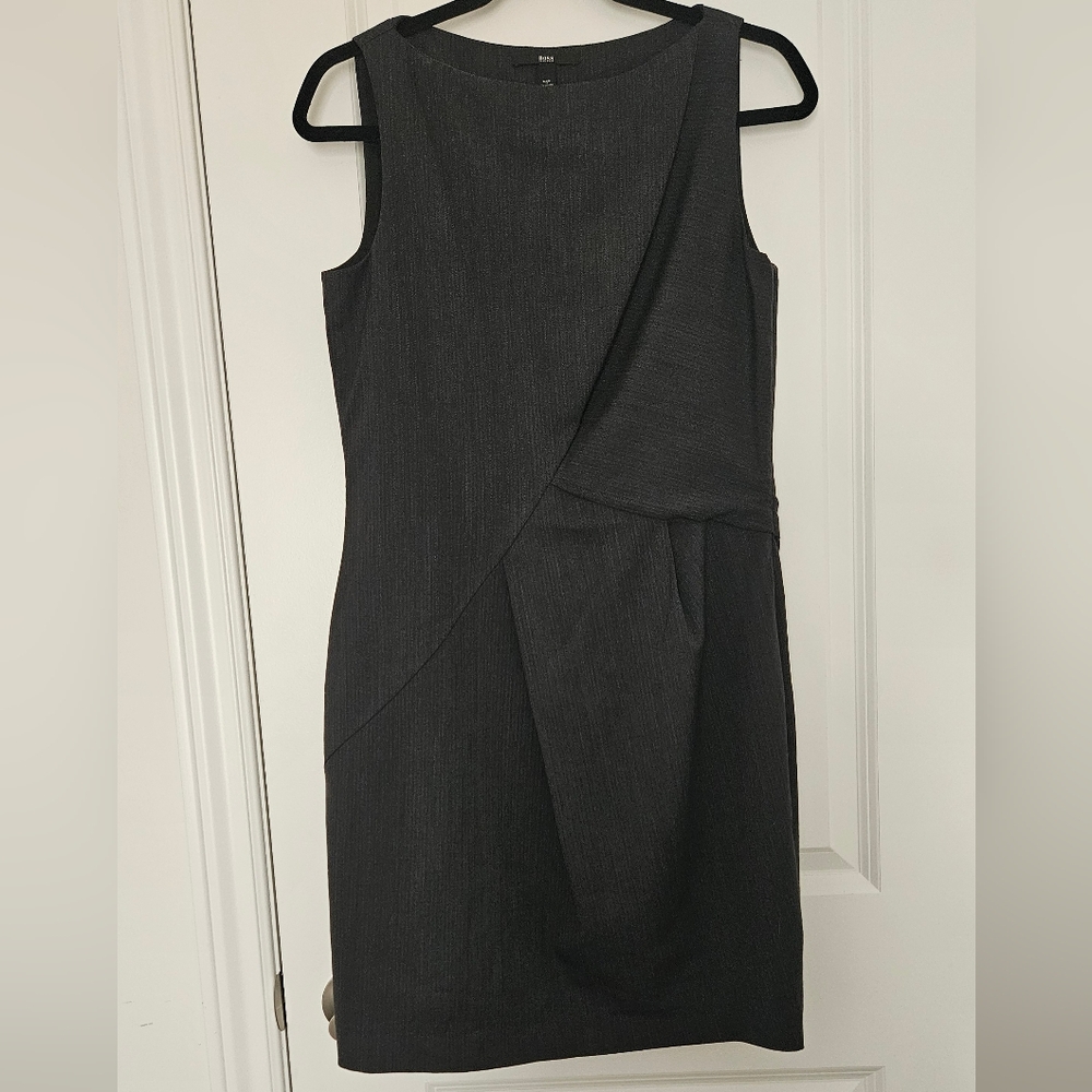 BOSS Hugo Boss Dajeen Sleeveless Stretch Wool Sheath Dress Charcoal Gray Size 4